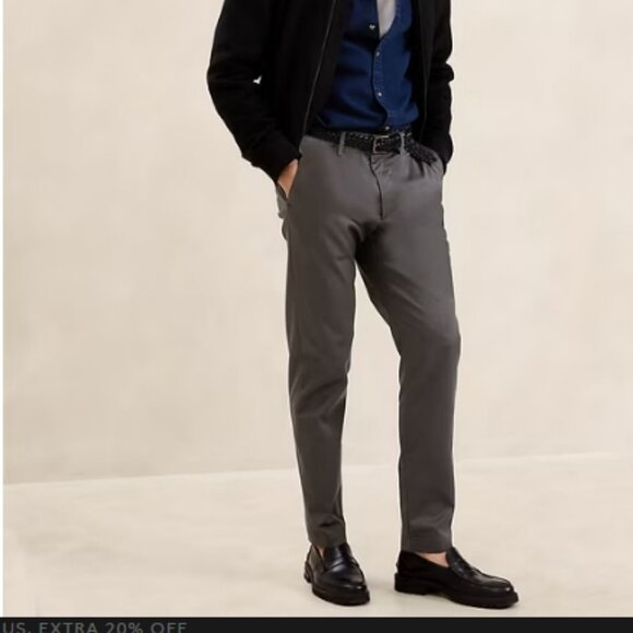 Banana Republic Slim Core Temp Chino/Pants - Mens 28W 32L | Flint grey-5 Pair - Picture 1 of 1